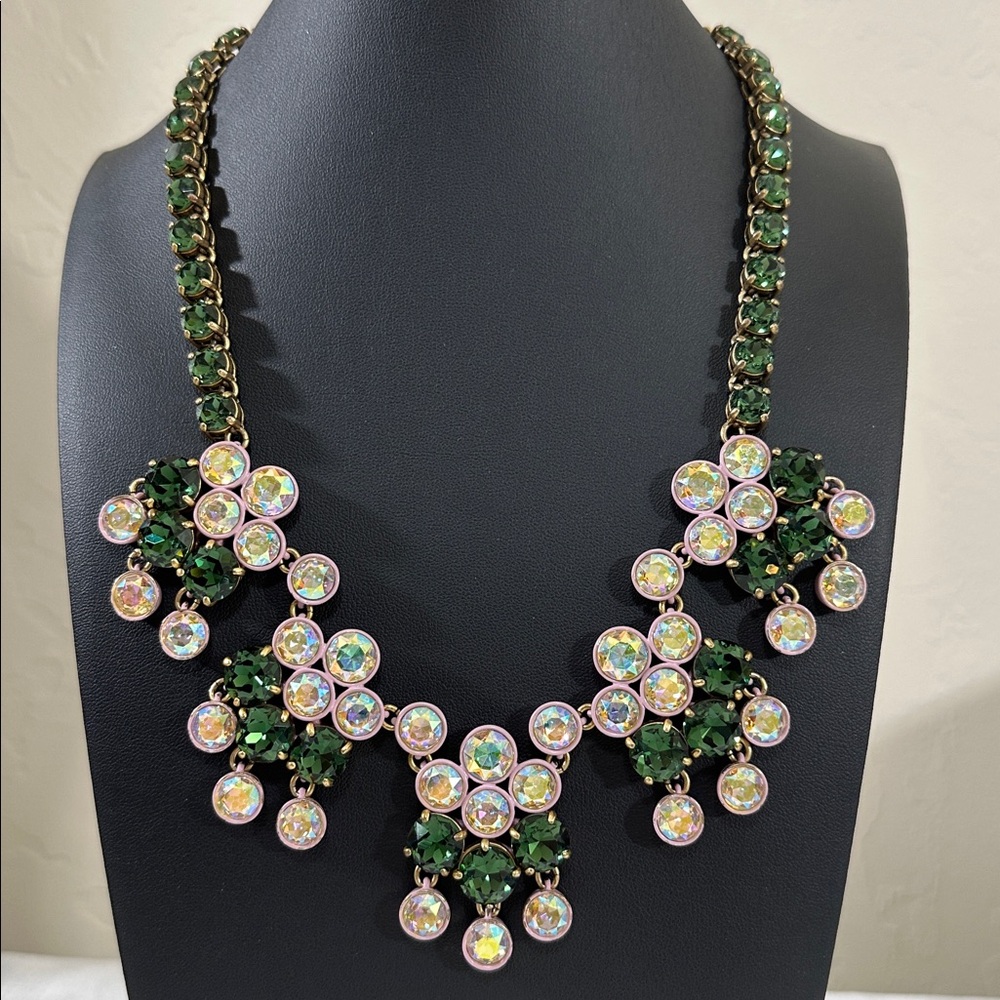 J Crew AB Brûlée & Emerald Green Crystal Statement Necklace - Picture 14 of 16